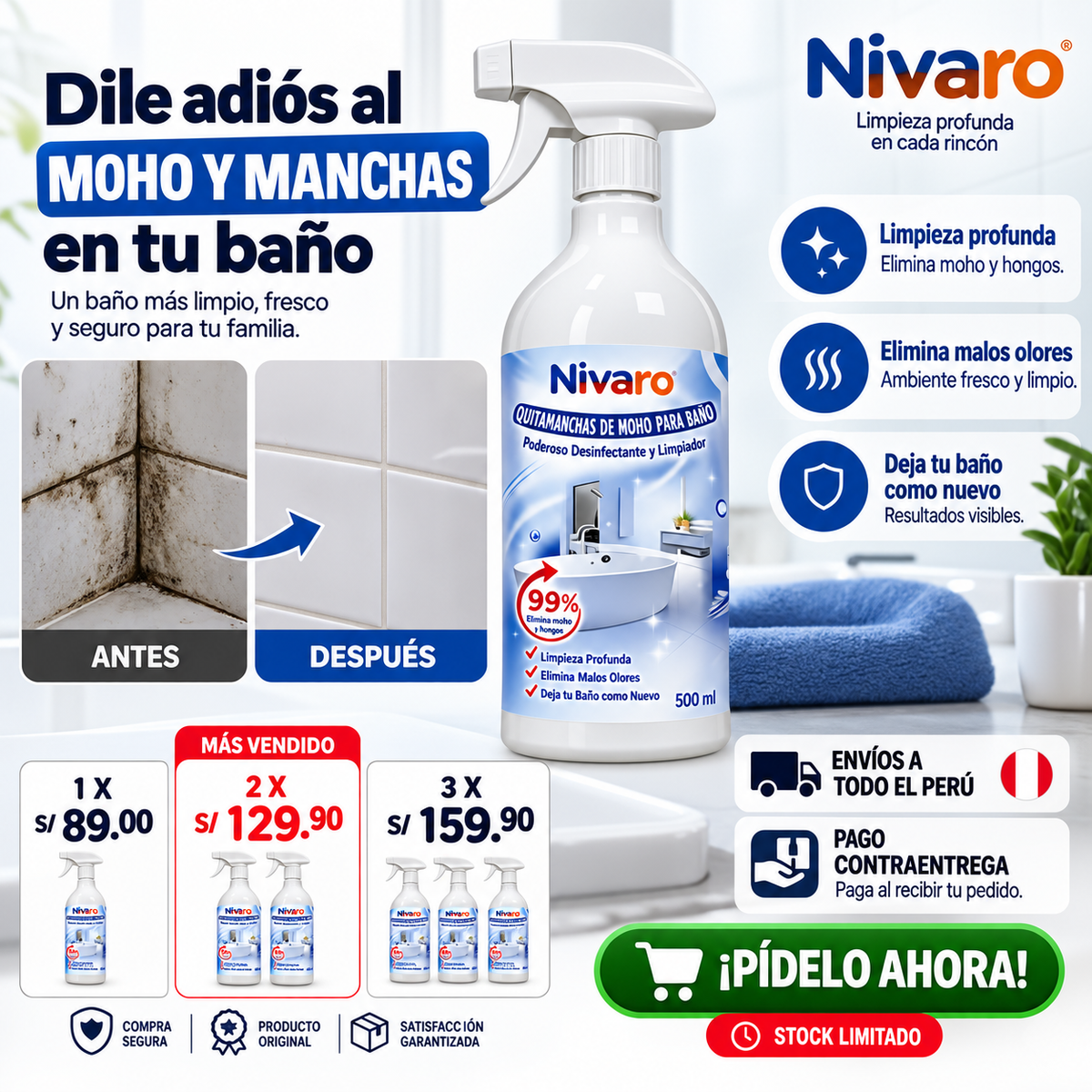 NIVARO™ - ELIMINA MOHO Y SARRO DEL BAÑO
